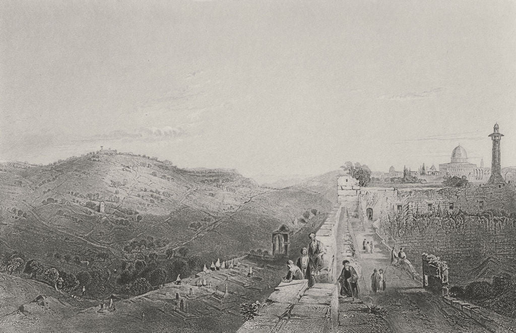 ISRAEL. Mount of Olives, from Wall-Bartlett 1847 old antique print picture